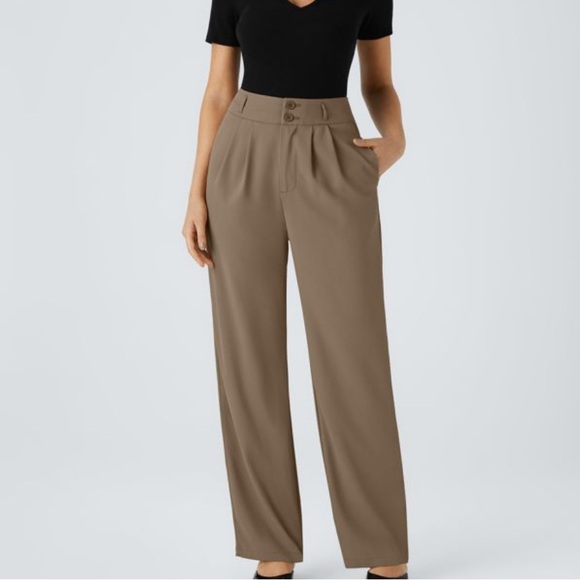 HALARA High Waisted Brown Petite Pants - Picture 1 of 7